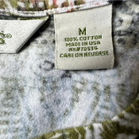 ORVIS NWOT AZTEC PRINT CREW NECK COTTON TEE LONG SLEEVE | SIZE: MEDIUM - Picture 6 of 7